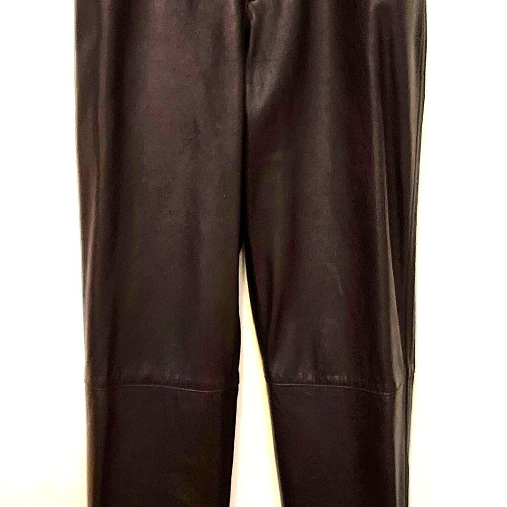 Bianca Nygard Women's Chocolate Brown High Waisted Leather Pants Size 8 - Picture 2 of 8